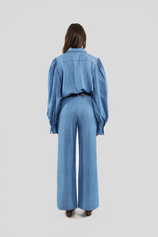Camicia denim con fiocco