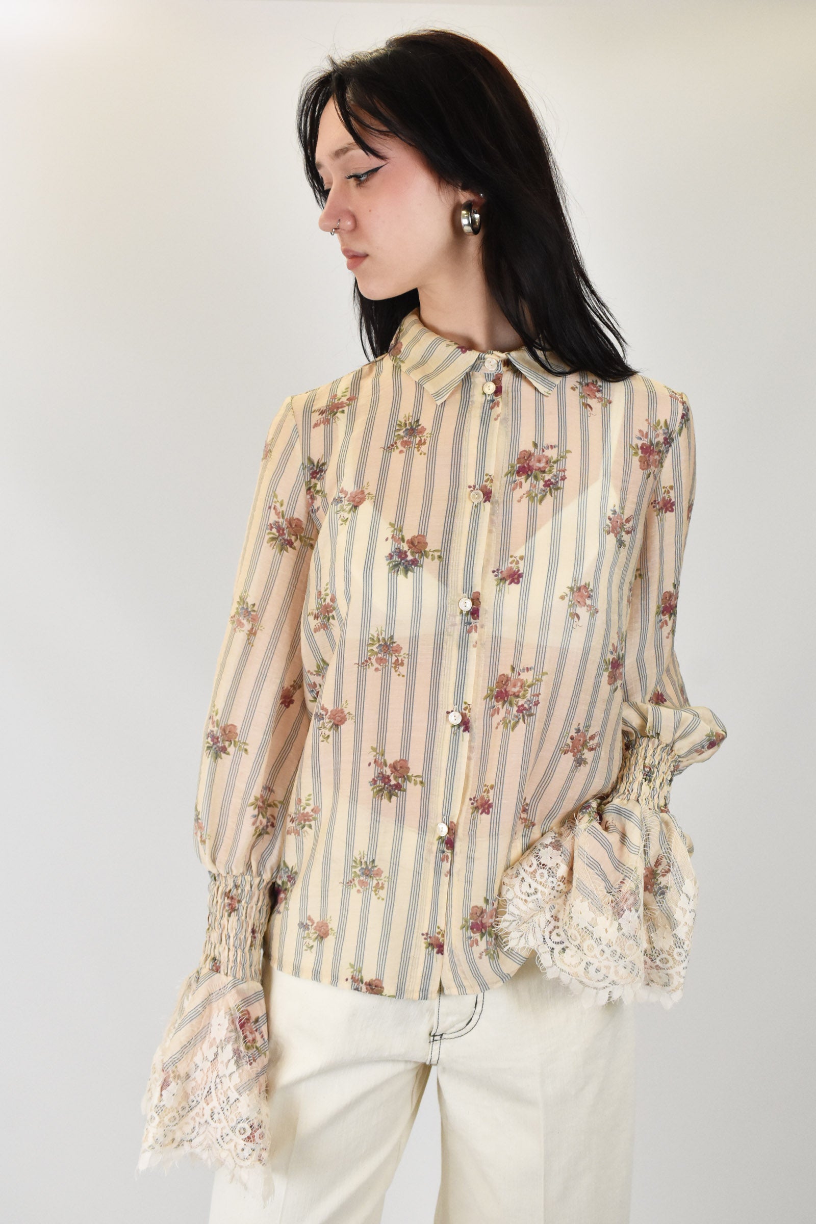 Camicia fantasia manica pizzo