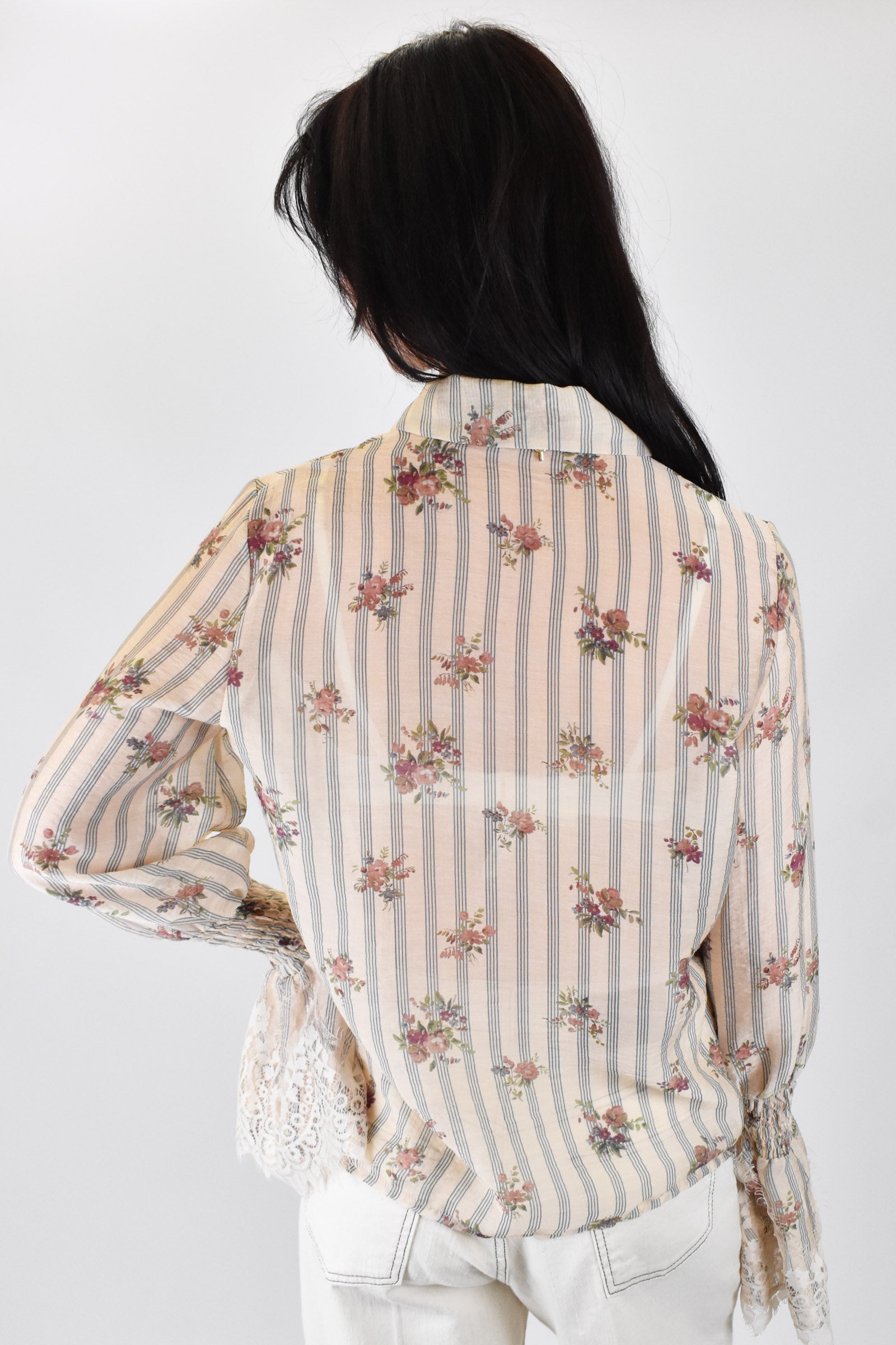 Camicia fantasia manica pizzo