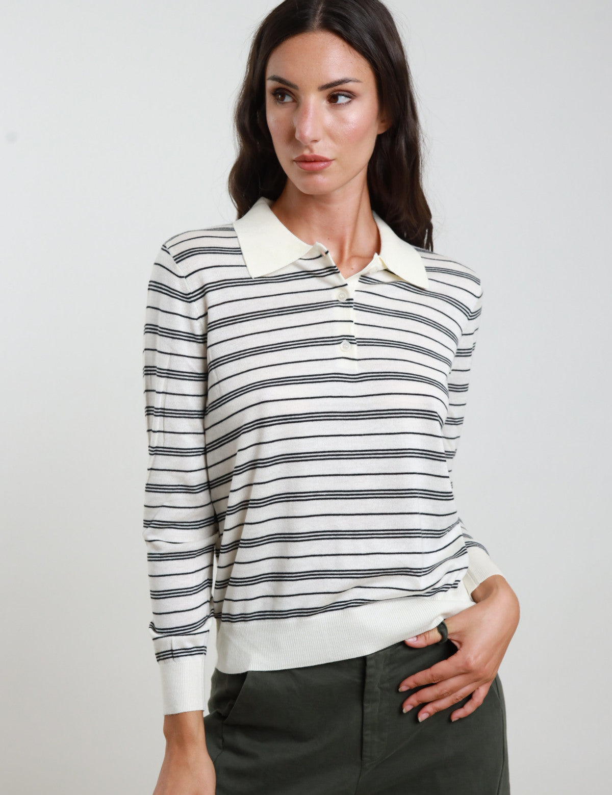 Polo righe manica lunga