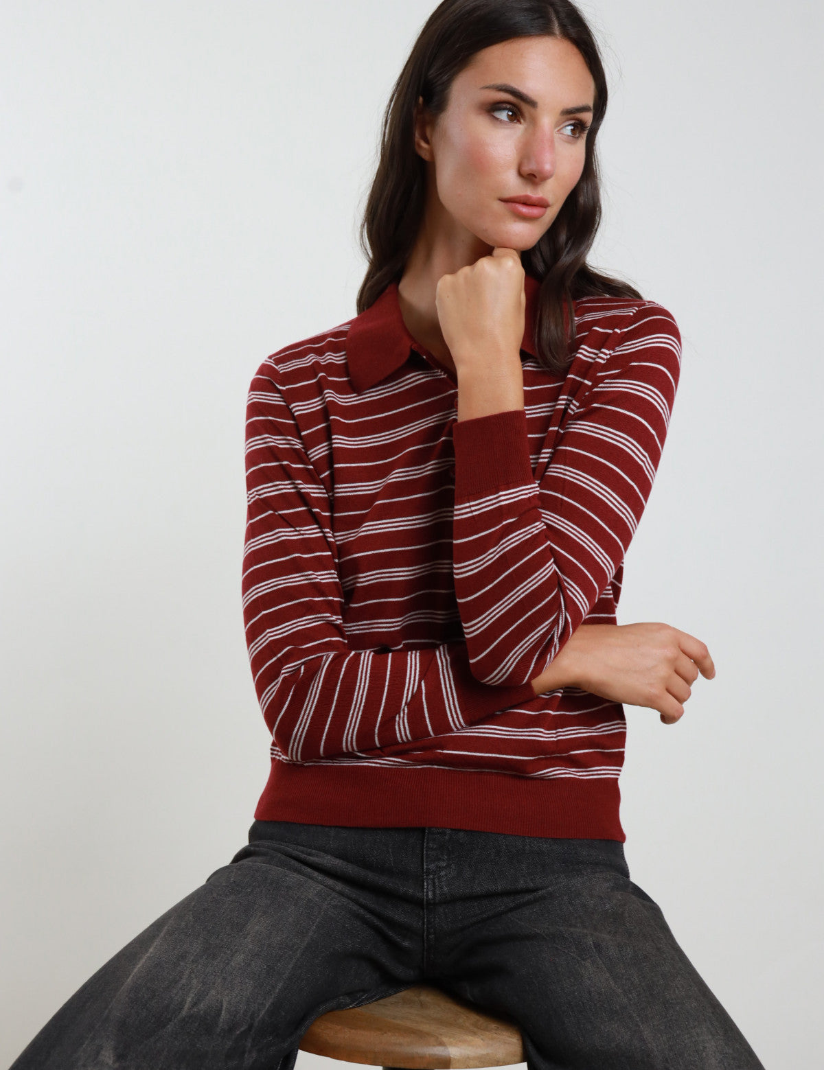 Polo righe manica lunga
