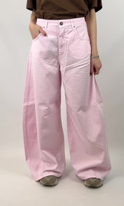Pantalone God Save Denim IRIDE balloon fit con orlo a taglio vivo