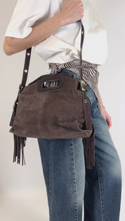 Borsa camoscio frange NINA