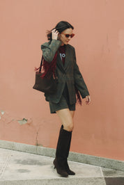 Blazer scozzese con frange