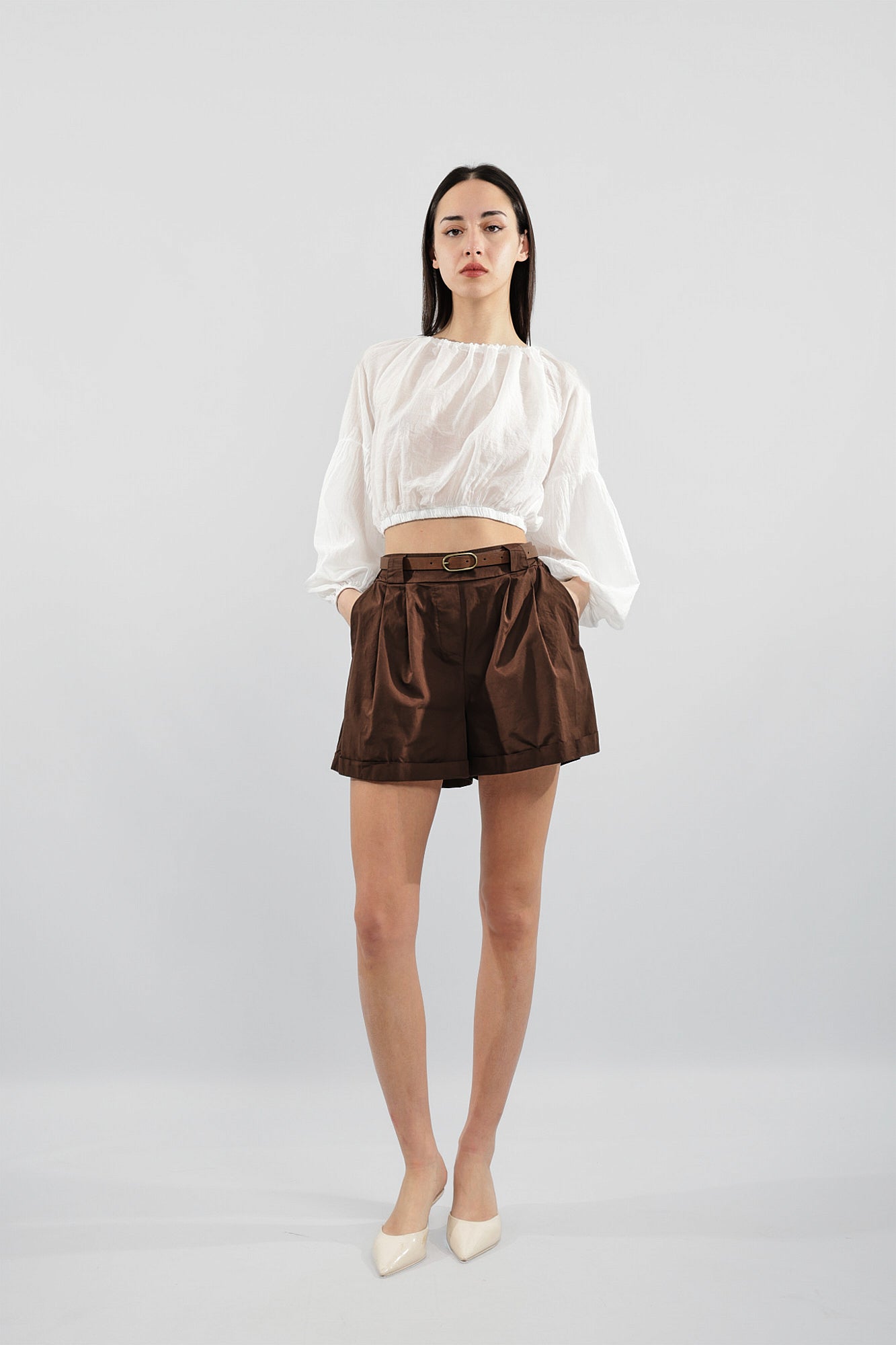 Shorts cotone risvolto