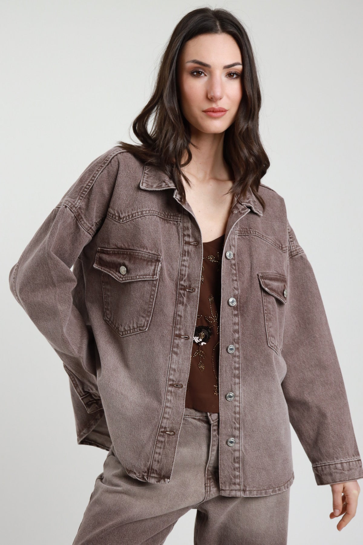 Giacca camicia denim