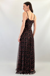 Abito lungo tulle fiori
