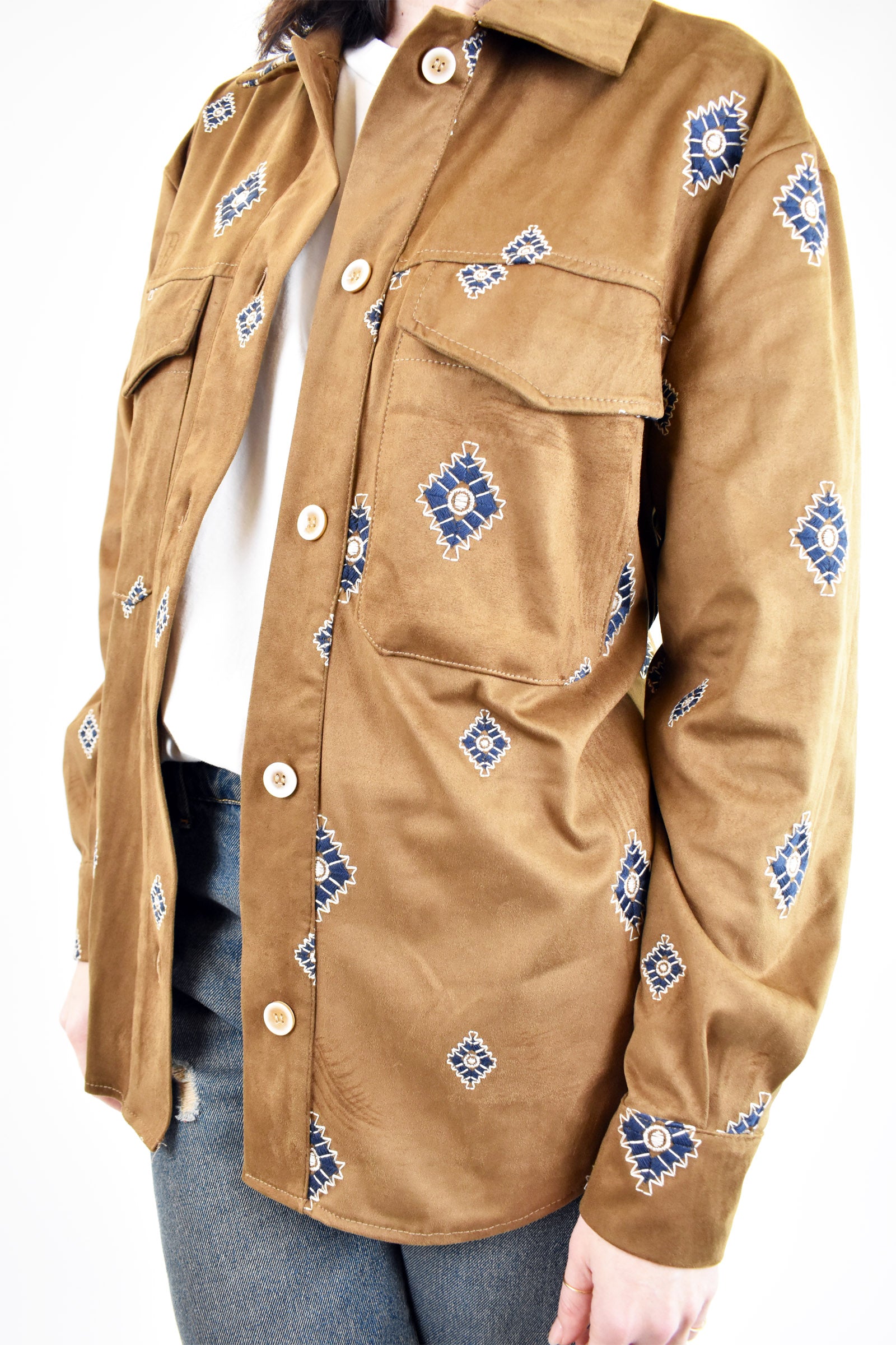 Camicia ecodainetto con ricami