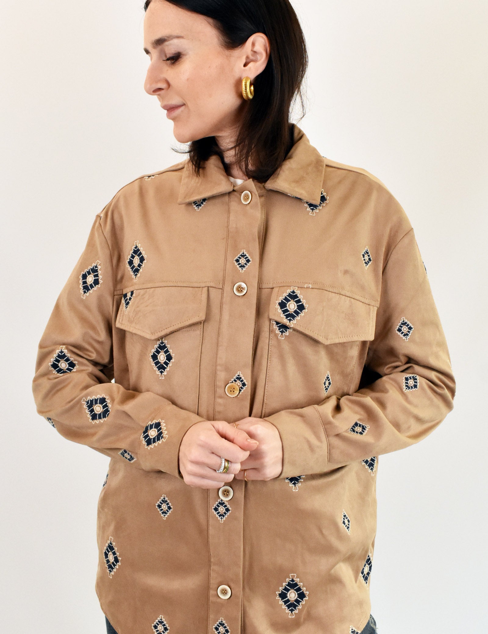 Camicia ecodainetto con ricami