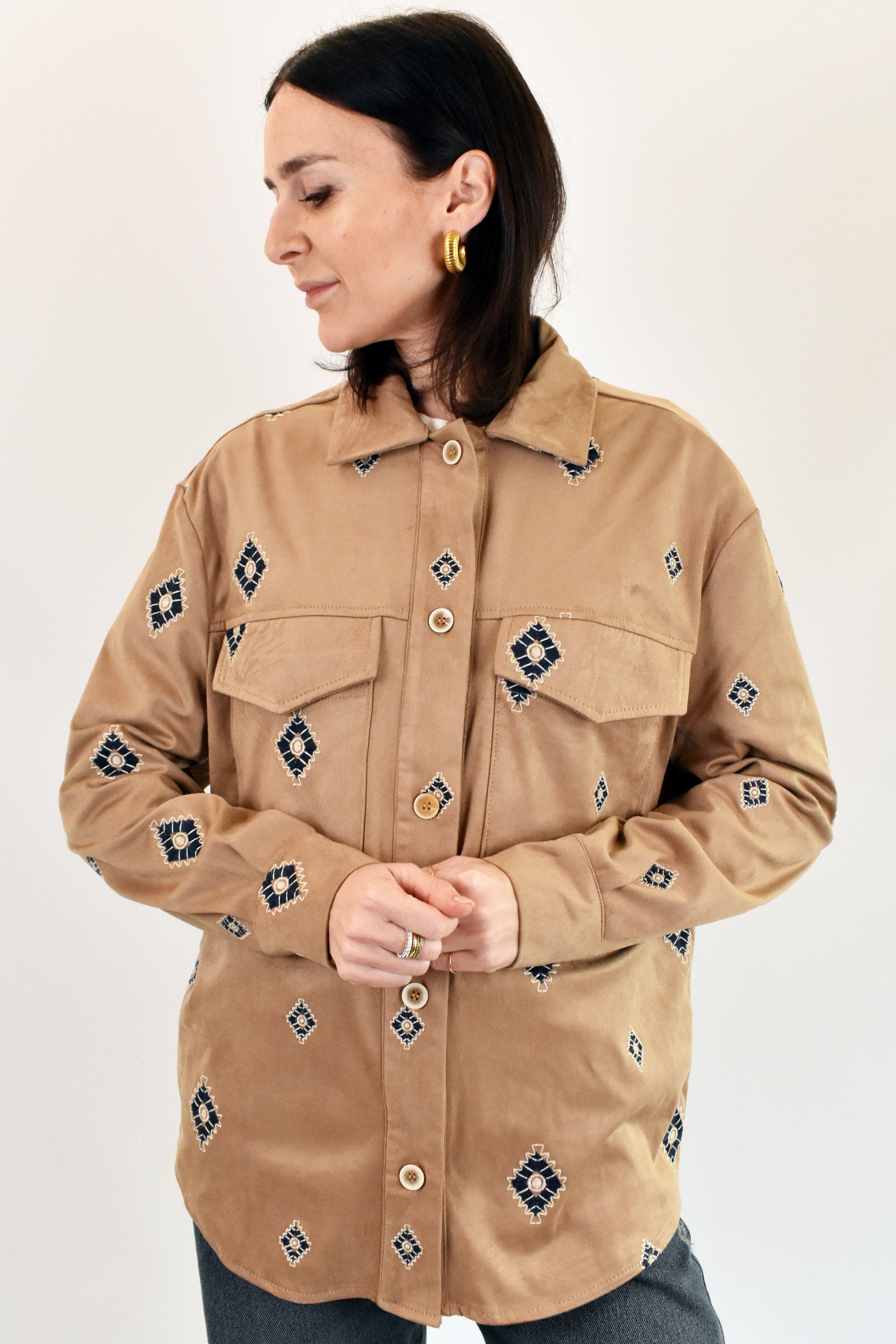 Camicia ecodainetto con ricami