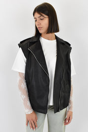 Gilet ecopelle martellata