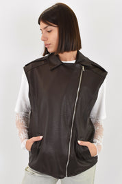 Gilet ecopelle martellata