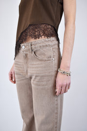 Jeans straight leg a vita bassa da donna di Susy Mix modello Tina, colore sabbiato, jtinaw622