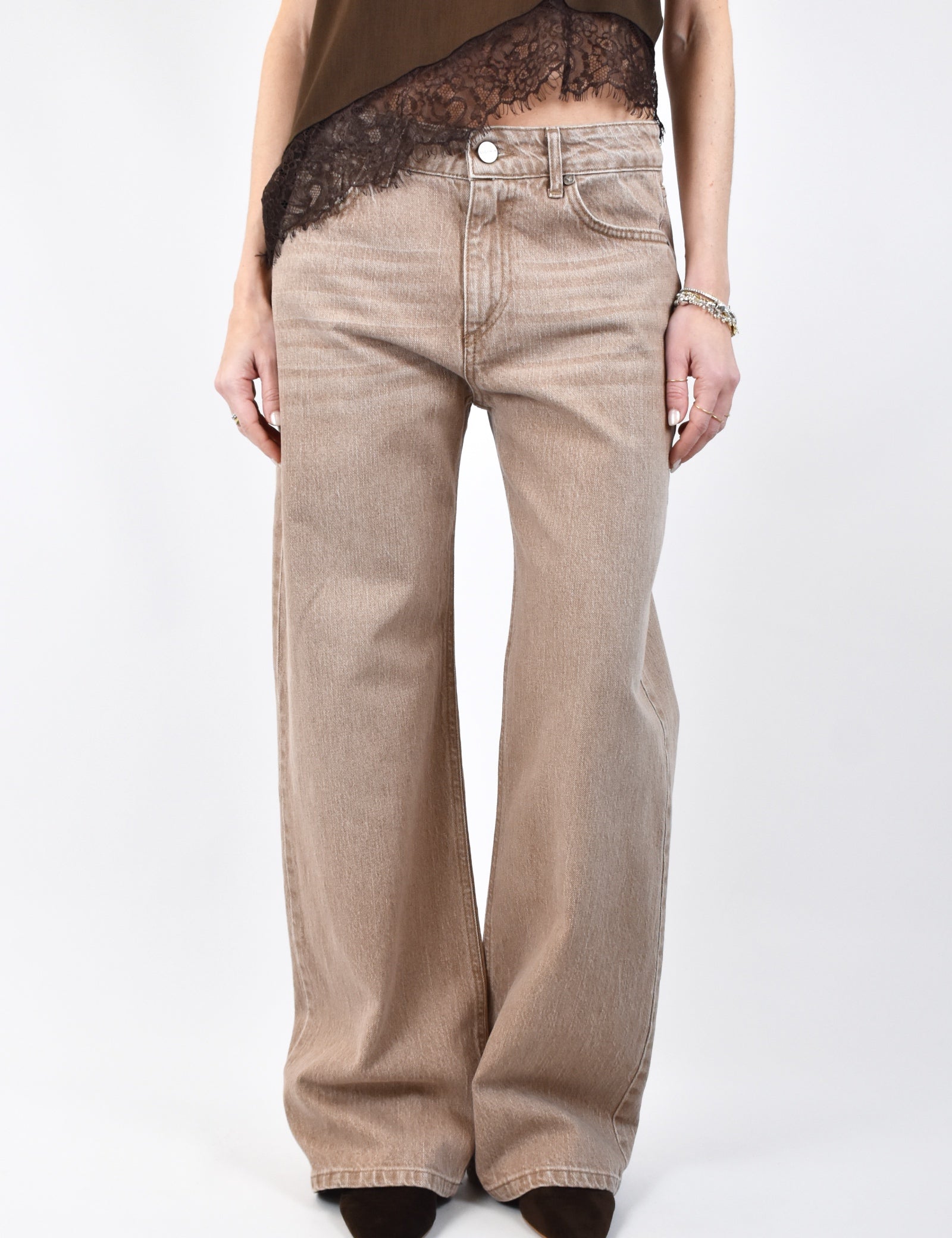 Jeans straight leg a vita bassa da donna di Susy Mix modello Tina, colore sabbiato, jtinaw622