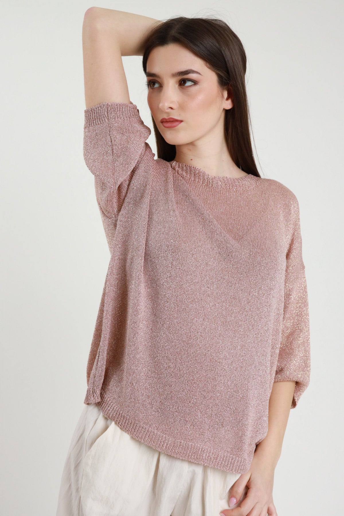 Maglia manica 3/4 lurex