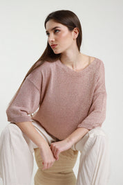 Maglia manica 3/4 lurex
