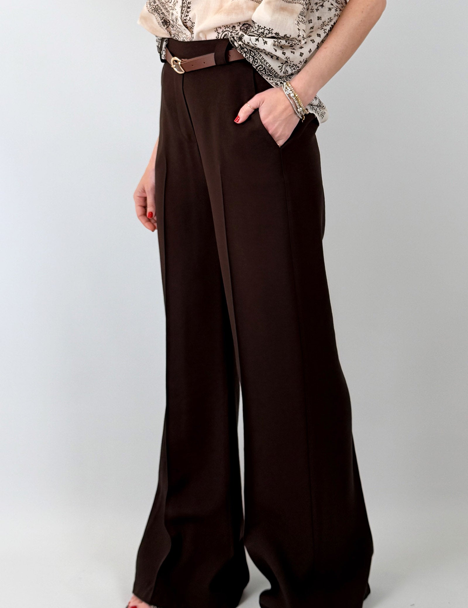 Pantalone palazzo con cintura