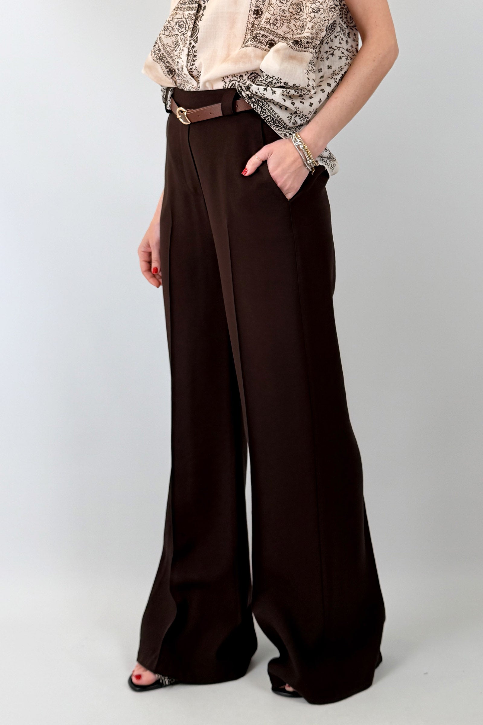 Pantalone palazzo con cintura