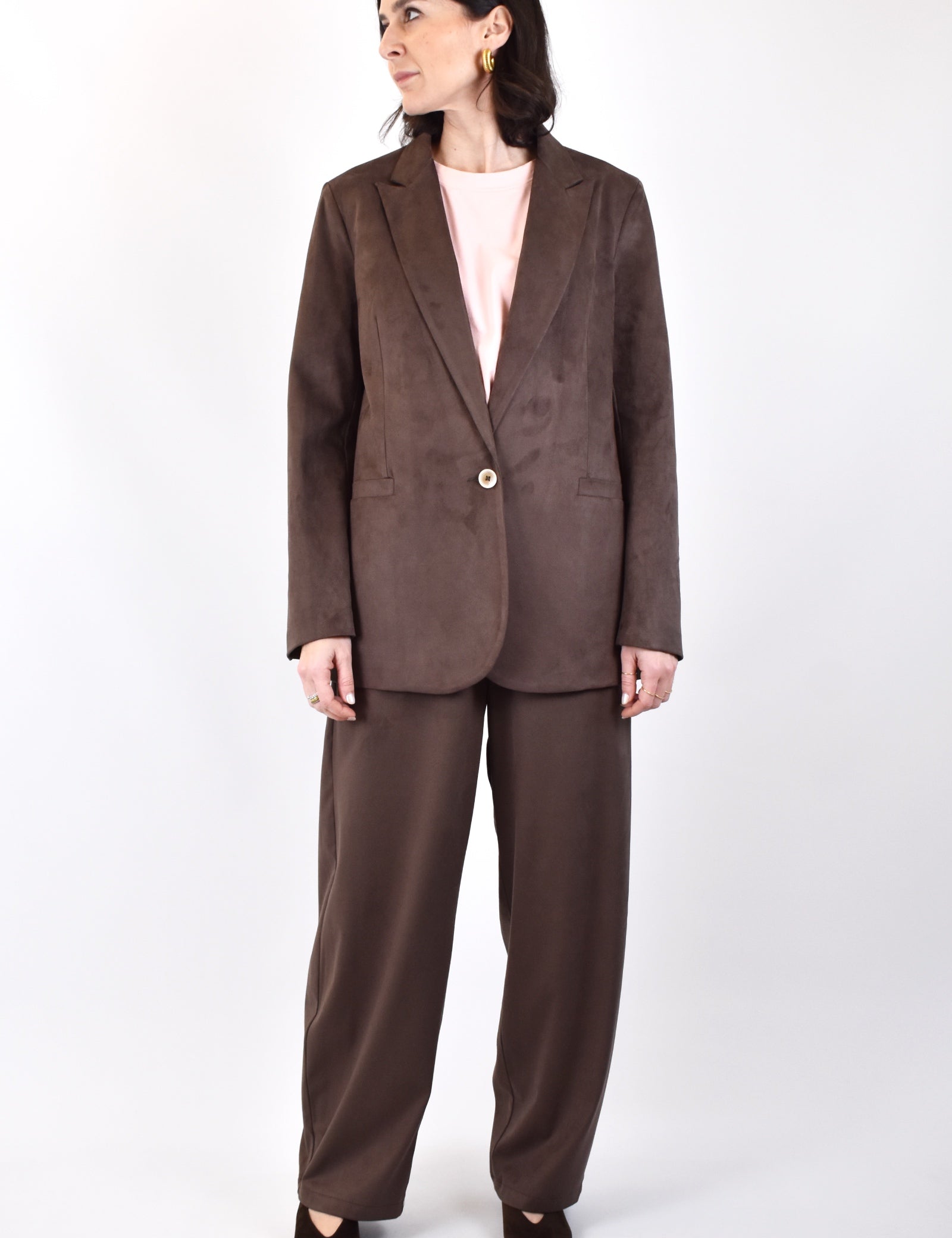 Giacca in eco dainetto Susy Mix monopetto, modello pp34t311