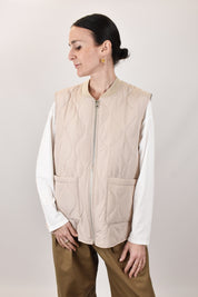 gilet trapuntato Susy Mix da donna sabbia con spacchi laterali