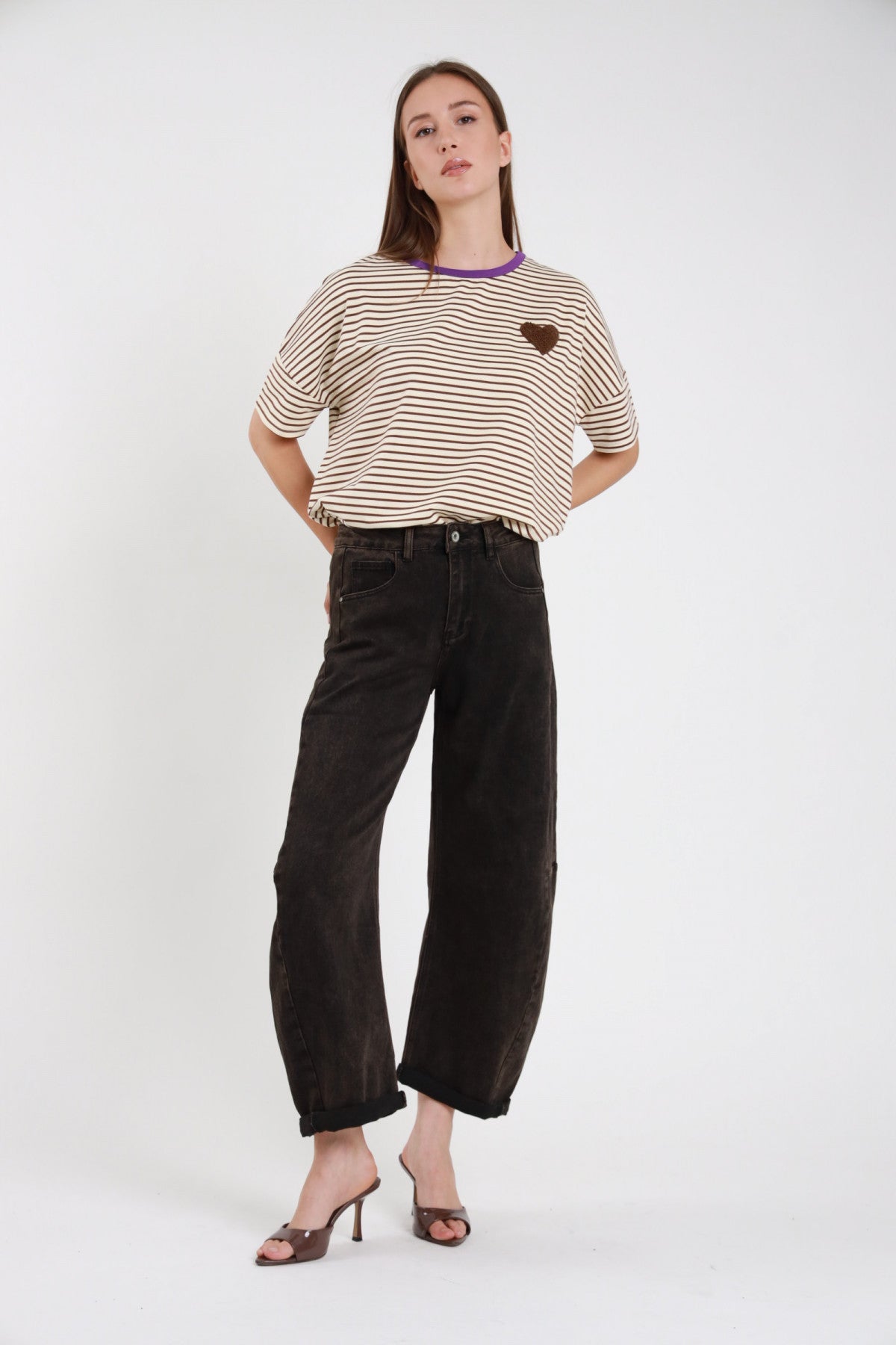 Jeans barrel sabbiato