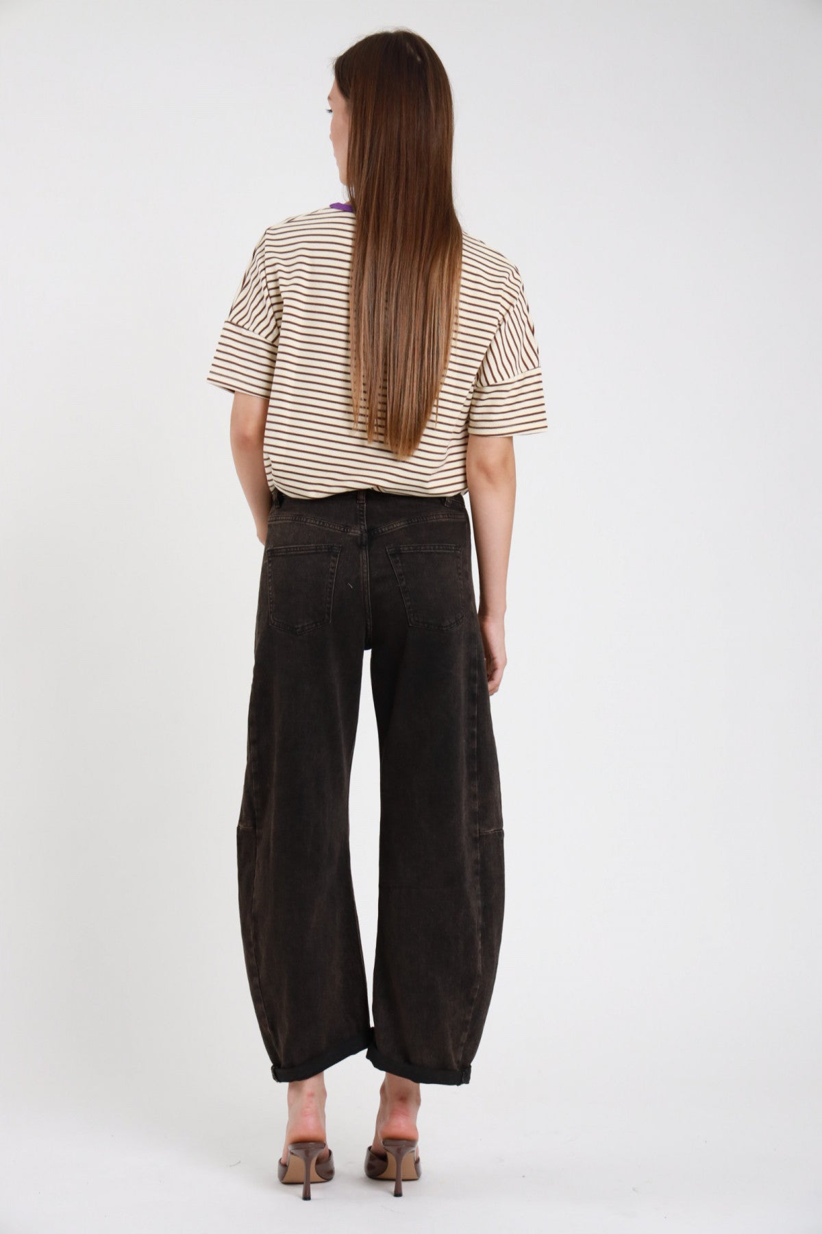 Jeans barrel sabbiato