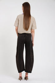Jeans barrel sabbiato