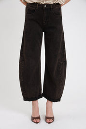 Jeans barrel sabbiato