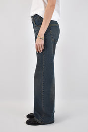 Jeans Susy Mix modello TINA straight leg a vita bassa in denim scuro leggermente invecchiato, casual chic, articolo jwtin88874