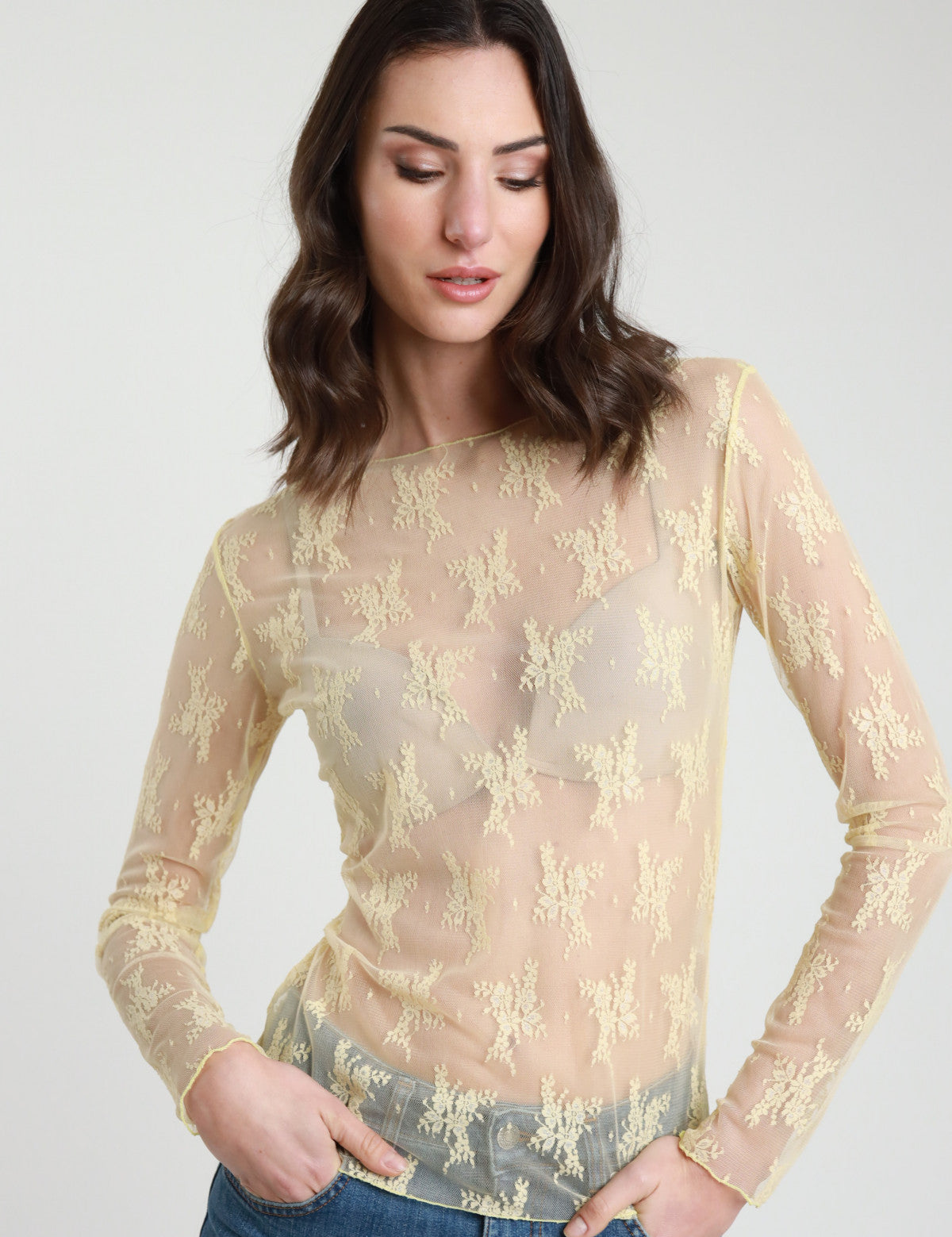 maglia di pizzo gialla Susy Mix, modello 10997