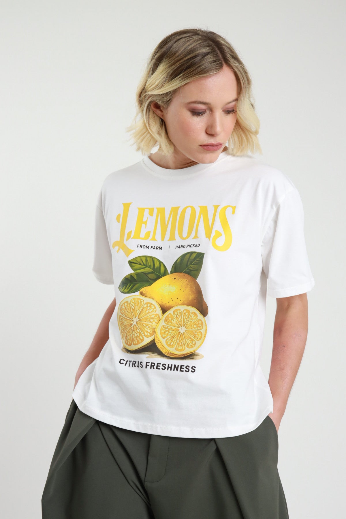 t-shirt doona di susy mix con stampa lemons, articolo 234m