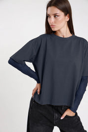 T-shirt manica pizzo