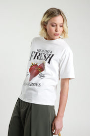 T-SHIRT DONNA SUSY MIX CON STAMPA STRAWBERRIES, ARTICOLO 233M