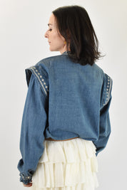 Camicia jeans con ricami