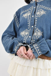 Camicia jeans con ricami