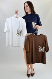 T-shirt tasca paillettes
