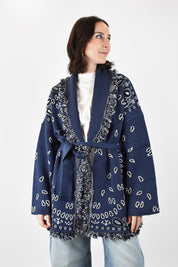 foto cardigan donna stampa bandana blu di Tensione In, P6HMG38A414