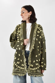 foto cardigan donna stampa bandana verde di Tensione In, P6HMG38A414