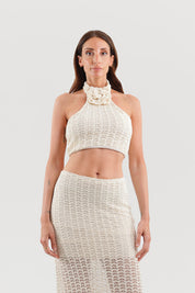 Top crochet scollo americano
