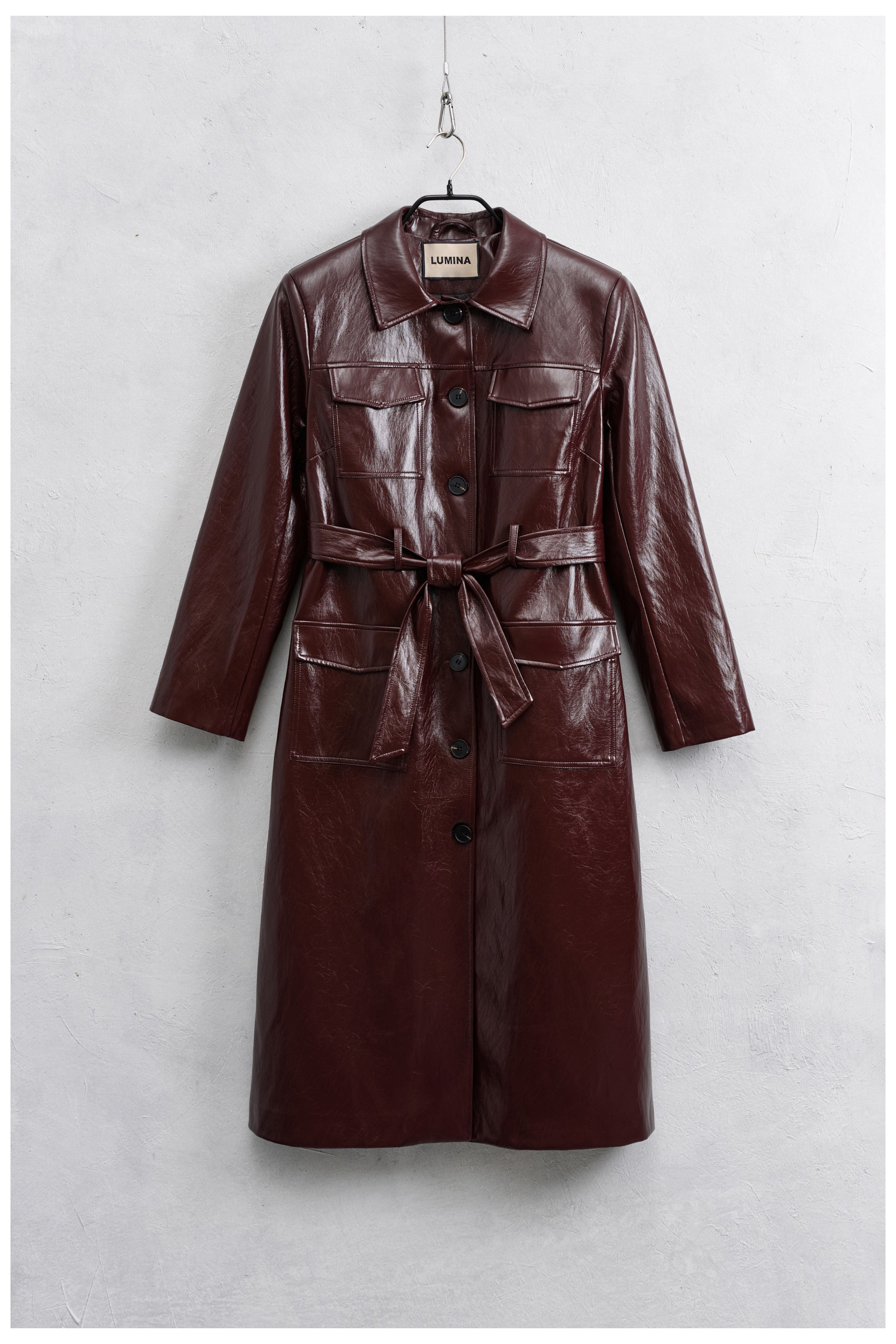 Trench ecopelle con cintura