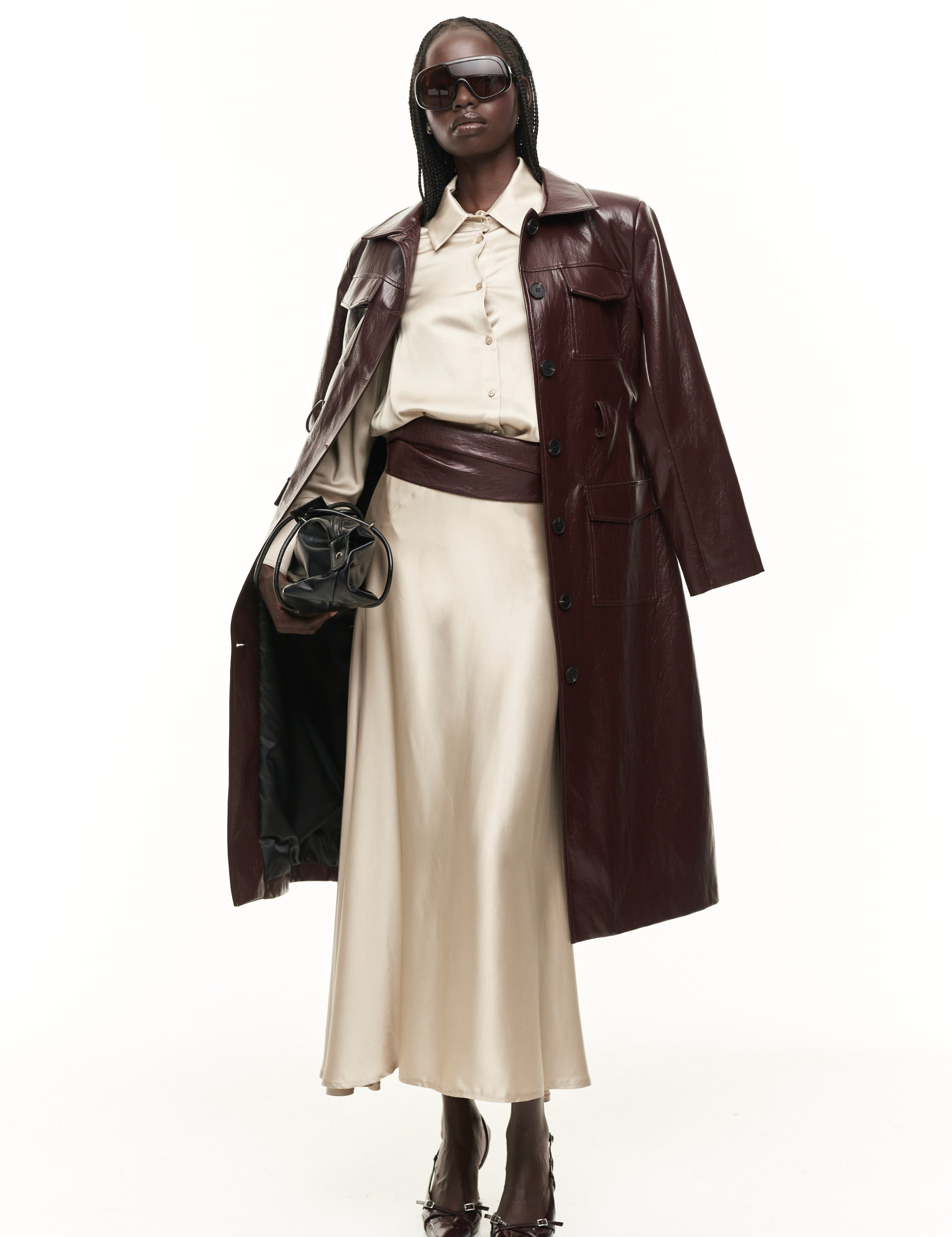 Trench ecopelle con cintura