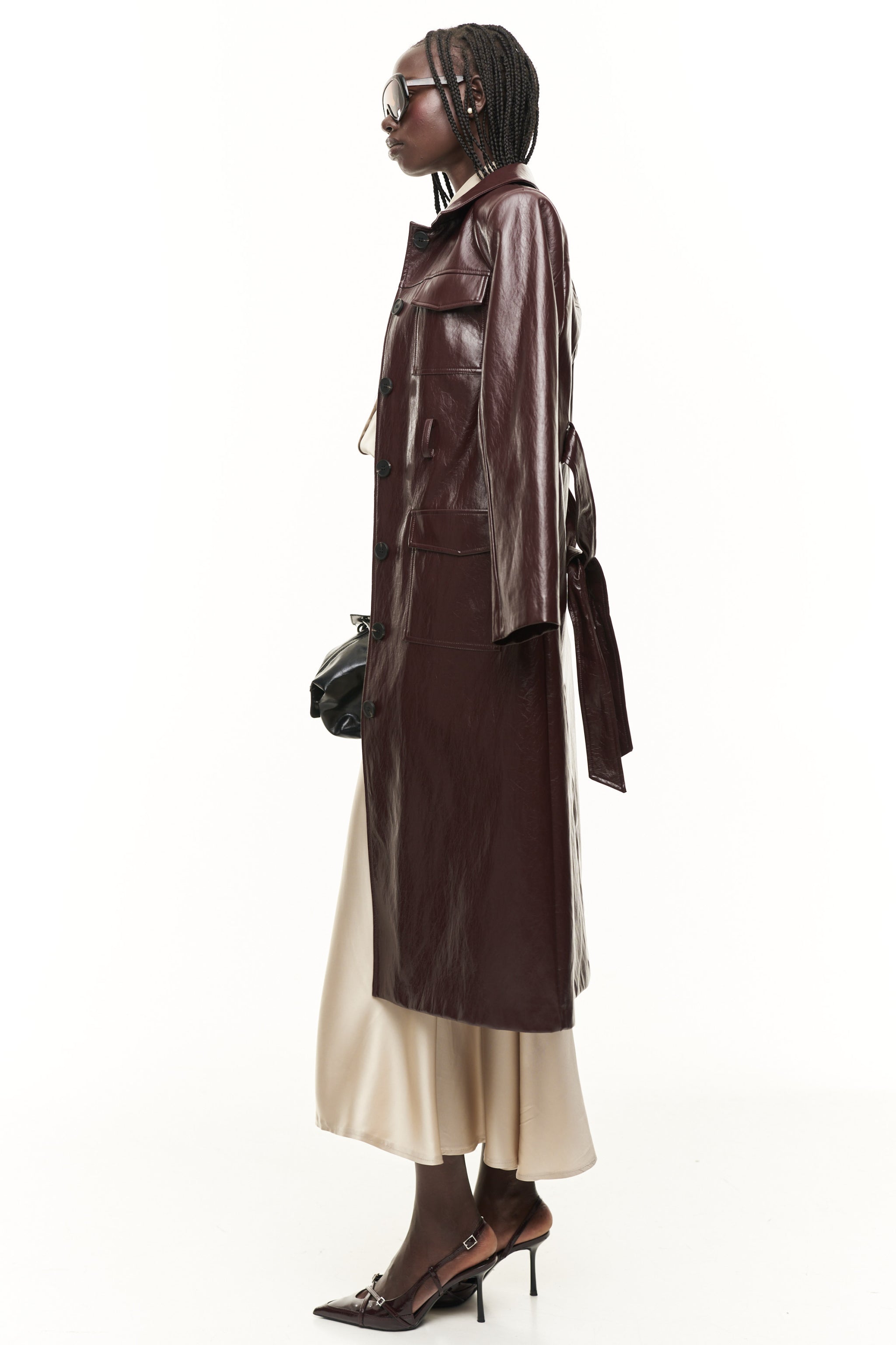 Trench ecopelle con cintura