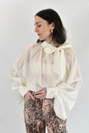 camicia bianca con fiocco e maxi manica Vicolo