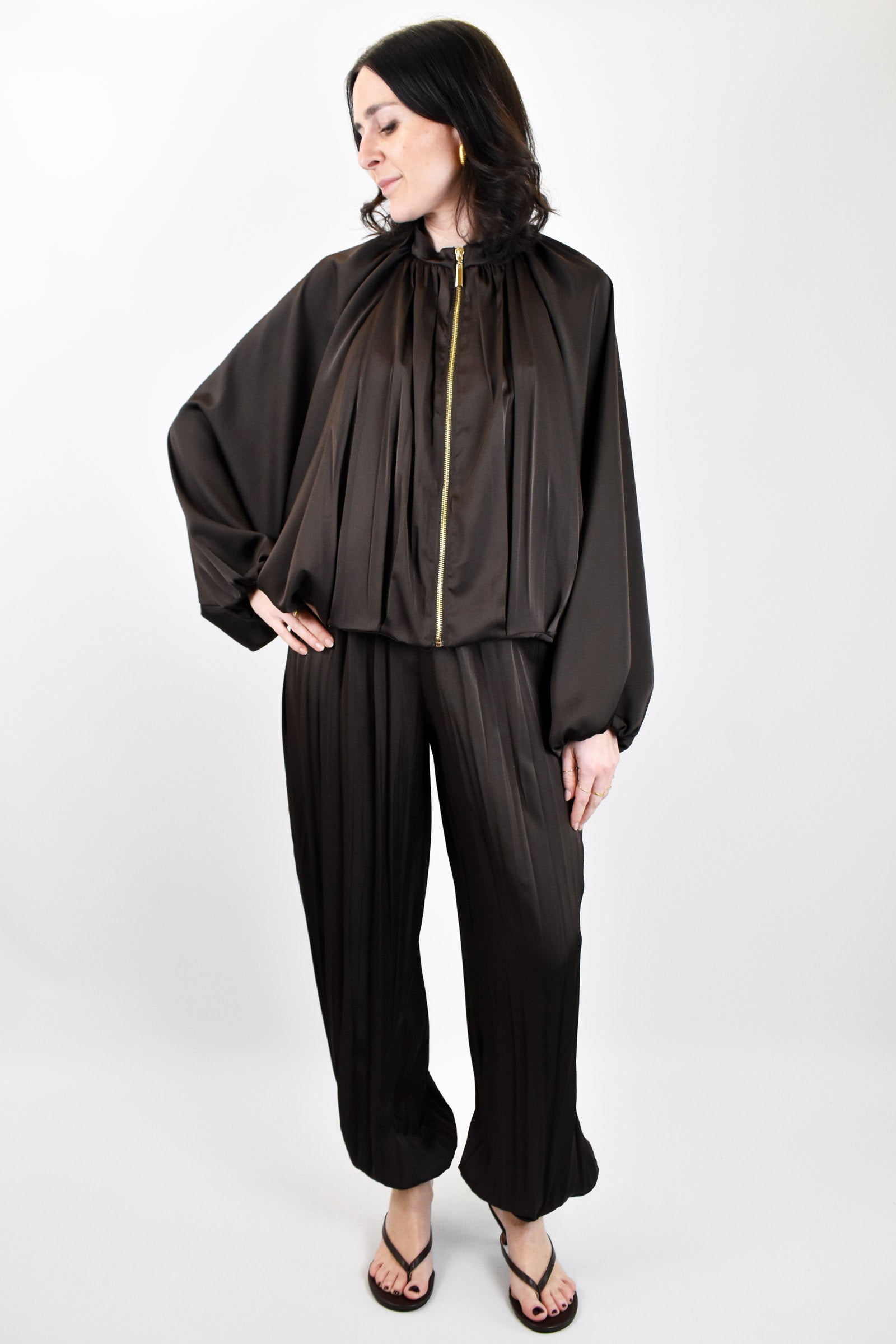 Pantalone ampio in raso